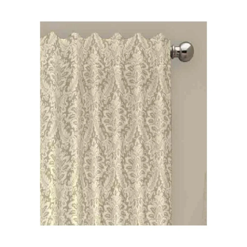 Waverly NIP Linen 1-Panel DONNINGTON Damask Light Filtering Window Curtain 52x63